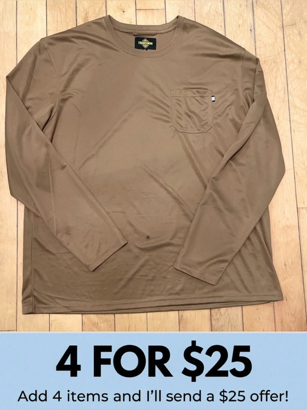Tradesmax Pro Workwear Performance Wear Men's Brown Long Sleeve T-Shirt Size XXL